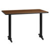 30'' x 45'' Rectangular Walnut Laminate Table Top with 5'' x 22'' Table Height Bases XU-WALTB-3045-T0522-GG