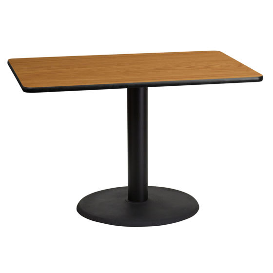 30'' x 45'' Rectangular Natural Laminate Table Top with 24'' Round Table Height Base XU-NATTB-3045-TR24-GG