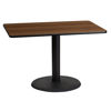 30'' x 45'' Rectangular Walnut Laminate Table Top with 24'' Round Table Height Base XU-WALTB-3045-TR24-GG