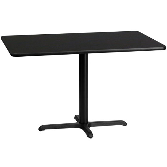 30'' x 48'' Rectangular Black Laminate Table Top with 23.5'' x 29.5'' Table Height Base XU-BLKTB-3048-T2230-GG