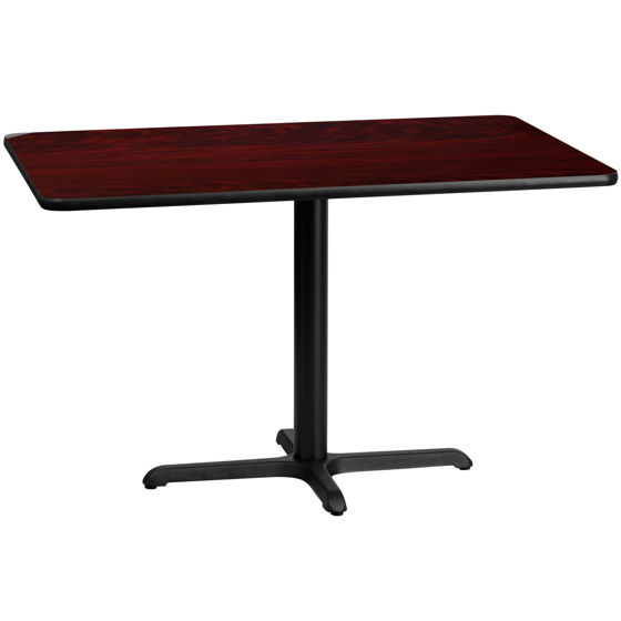 30'' x 48'' Rectangular Mahogany Laminate Table Top with 23.5'' x 29.5'' Table Height Base XU-MAHTB-3048-T2230-GG