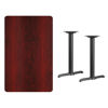 30'' x 48'' Rectangular Mahogany Laminate Table Top with 5'' x 22'' Table Height Bases XU-MAHTB-3048-T0522-GG