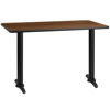 30'' x 48'' Rectangular Walnut Laminate Table Top with 5'' x 22'' Table Height Bases XU-WALTB-3048-T0522-GG