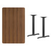30'' x 48'' Rectangular Walnut Laminate Table Top with 5'' x 22'' Table Height Bases XU-WALTB-3048-T0522-GG