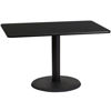 30'' x 48'' Rectangular Black Laminate Table Top with 24'' Round Table Height Base XU-BLKTB-3048-TR24-GG