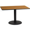 30'' x 48'' Rectangular Natural Laminate Table Top with 24'' Round Table Height Base XU-NATTB-3048-TR24-GG