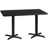 30'' x 60'' Rectangular Black Laminate Table Top with 22'' x 22'' Table Height Bases XU-BLKTB-3060-T2222-GG