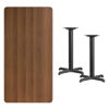 30'' x 60'' Rectangular Walnut Laminate Table Top with 22'' x 22'' Table Height Bases XU-WALTB-3060-T2222-GG