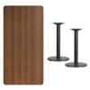 30'' x 60'' Rectangular Walnut Laminate Table Top with 18'' Round Table Height Bases XU-WALTB-3060-TR18-GG