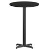 24'' Round Black Laminate Table Top with 22'' x 22'' Bar Height Table Base XU-RD-24-BLKTB-T2222B-GG