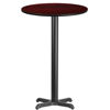 24'' Round Mahogany Laminate Table Top with 22'' x 22'' Bar Height Table Base XU-RD-24-MAHTB-T2222B-GG