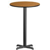 24'' Round Natural Laminate Table Top with 22'' x 22'' Bar Height Table Base XU-RD-24-NATTB-T2222B-GG