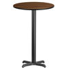 24'' Round Walnut Laminate Table Top with 22'' x 22'' Bar Height Table Base XU-RD-24-WALTB-T2222B-GG