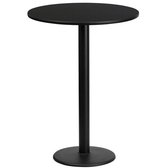 24'' Round Black Laminate Table Top with 18'' Round Bar Height Table Base XU-RD-24-BLKTB-TR18B-GG