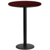 24'' Round Mahogany Laminate Table Top with 18'' Round Bar Height Table Base XU-RD-24-MAHTB-TR18B-GG