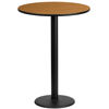 24'' Round Natural Laminate Table Top with 18'' Round Bar Height Table Base XU-RD-24-NATTB-TR18B-GG