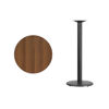 24'' Round Walnut Laminate Table Top with 18'' Round Bar Height Table Base XU-RD-24-WALTB-TR18B-GG