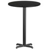 30'' Round Black Laminate Table Top with 22'' x 22'' Bar Height Table Base XU-RD-30-BLKTB-T2222B-GG