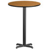 30'' Round Natural Laminate Table Top with 22'' x 22'' Bar Height Table Base XU-RD-30-NATTB-T2222B-GG