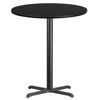 36'' Round Black Laminate Table Top with 30'' x 30'' Bar Height Table Base XU-RD-36-BLKTB-T3030B-GG