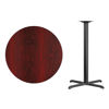 36'' Round Mahogany Laminate Table Top with 30'' x 30'' Bar Height Table Base XU-RD-36-MAHTB-T3030B-GG