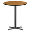 36'' Round Natural Laminate Table Top with 30'' x 30'' Bar Height Table Base XU-RD-36-NATTB-T3030B-GG