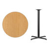 36'' Round Natural Laminate Table Top with 30'' x 30'' Bar Height Table Base XU-RD-36-NATTB-T3030B-GG