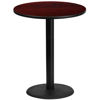36'' Round Mahogany Laminate Table Top with 24'' Round Bar Height Table Base XU-RD-36-MAHTB-TR24B-GG