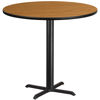 42'' Round Natural Laminate Table Top with 33'' x 33'' Bar Height Table Base XU-RD-42-NATTB-T3333B-GG