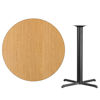 42'' Round Natural Laminate Table Top with 33'' x 33'' Bar Height Table Base XU-RD-42-NATTB-T3333B-GG