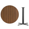 42'' Round Walnut Laminate Table Top with 33'' x 33'' Bar Height Table Base XU-RD-42-WALTB-T3333B-GG