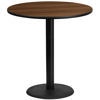 42'' Round Walnut Laminate Table Top with 24'' Round Bar Height Table Base XU-RD-42-WALTB-TR24B-GG