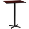 24'' Square Mahogany Laminate Table Top with 22'' x 22'' Bar Height Table Base XU-MAHTB-2424-T2222B-GG