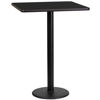 24'' Square Black Laminate Table Top with 18'' Round Bar Height Table Base XU-BLKTB-2424-TR18B-GG