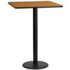 24'' Square Natural Laminate Table Top with 18'' Round Bar Height Table Base XU-NATTB-2424-TR18B-GG