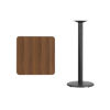 24'' Square Walnut Laminate Table Top with 18'' Round Bar Height Table Base XU-WALTB-2424-TR18B-GG