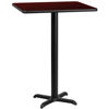  30'' Square Mahogany Laminate Table Top with 22'' x 22'' Bar Height Table Base XU-MAHTB-3030-T2222B-GG