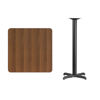 30'' Square Walnut Laminate Table Top with 22'' x 22'' Bar Height Table Base XU-WALTB-3030-T2222B-GG
