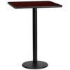 30'' Square Mahogany Laminate Table Top with 18'' Round Bar Height Table Base XU-MAHTB-3030-TR18B-GG