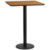 30'' Square Natural Laminate Table Top with 18'' Round Bar Height Table Base XU-NATTB-3030-TR18B-GG