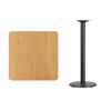 30'' Square Natural Laminate Table Top with 18'' Round Bar Height Table Base XU-NATTB-3030-TR18B-GG