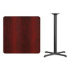 36'' Square Mahogany Laminate Table Top with 30'' x 30'' Bar Height Table Base XU-MAHTB-3636-T3030B-GG