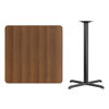 36'' Square Walnut Laminate Table Top with 30'' x 30'' Bar Height Table Base XU-WALTB-3636-T3030B-GG