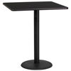 36'' Square Black Laminate Table Top with 24'' Round Bar Height Table Base XU-BLKTB-3636-TR24B-GG