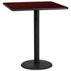 36'' Square Mahogany Laminate Table Top with 24'' Round Bar Height Table Base XU-MAHTB-3636-TR24B-GG