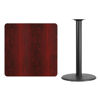 36'' Square Mahogany Laminate Table Top with 24'' Round Bar Height Table Base XU-MAHTB-3636-TR24B-GG