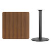 36'' Square Walnut Laminate Table Top with 24'' Round Bar Height Table Base XU-WALTB-3636-TR24B-GG