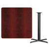 42'' Square Mahogany Laminate Table Top with 33'' x 33'' Bar Height Table Base XU-MAHTB-4242-T3333B-GG