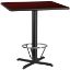 42'' Square Mahogany Laminate Table Top with 33'' x 33'' Bar Height Table Base and Foot Ring XU-MAHTB-4242-T3333B-4CFR-GG