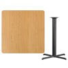 42'' Square Natural Laminate Table Top with 33'' x 33'' Bar Height Table Base XU-NATTB-4242-T3333B-GG